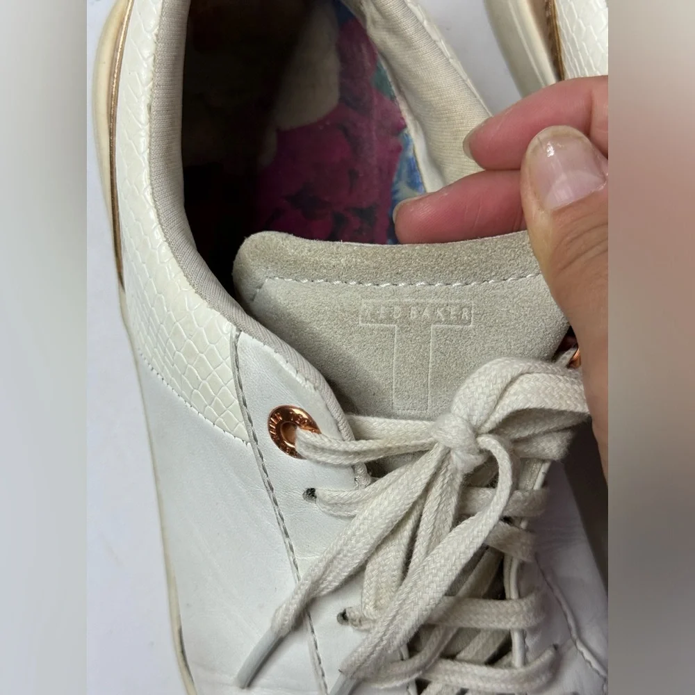 Ted Baker Kulei White Rose Gold Leather Sneakers